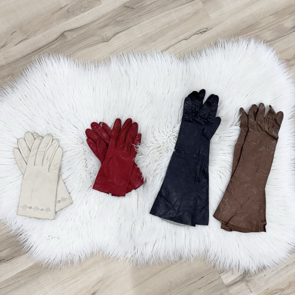 Vintage Genuine Leather Ladies Gloves Bundle costume old money 1950s #VW